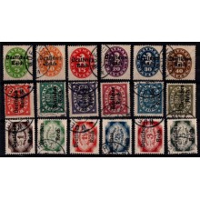 1920 - Tyskland - Tjenestemærker - AFA TJ 33-50 - Frimærker - Bayern overtryk "Deutches Reich" -  Komplet sæt - Stemplet.